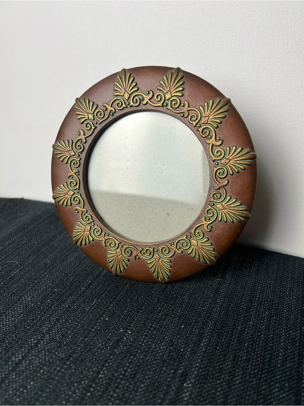 Vintage Carr 1999 Round Picture Frame Bronze Ornate Palmette Scroll Design